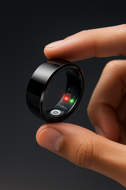 Smart Ring Health Tracker, Sleep Tracker Ring with Heart Rate, Waterproof Fitness Ring for Activity Monitoring/Steps/Distance/Calories, Air Gestures, up to 7-Day Battery, for Ios Android (Black,#10)